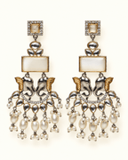 Dual-Tone Elephant Motif Chandbali Earrings with Pearl Drops