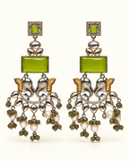 Dual-Tone Elephant Motif Chandbali Earrings with Pearl Drops