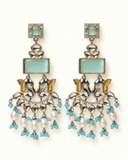 Dual-Tone Elephant Motif Chandbali Earrings with Pearl Drops