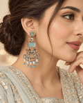 Dual-Tone Elephant Motif Chandbali Earrings with Pearl Drops