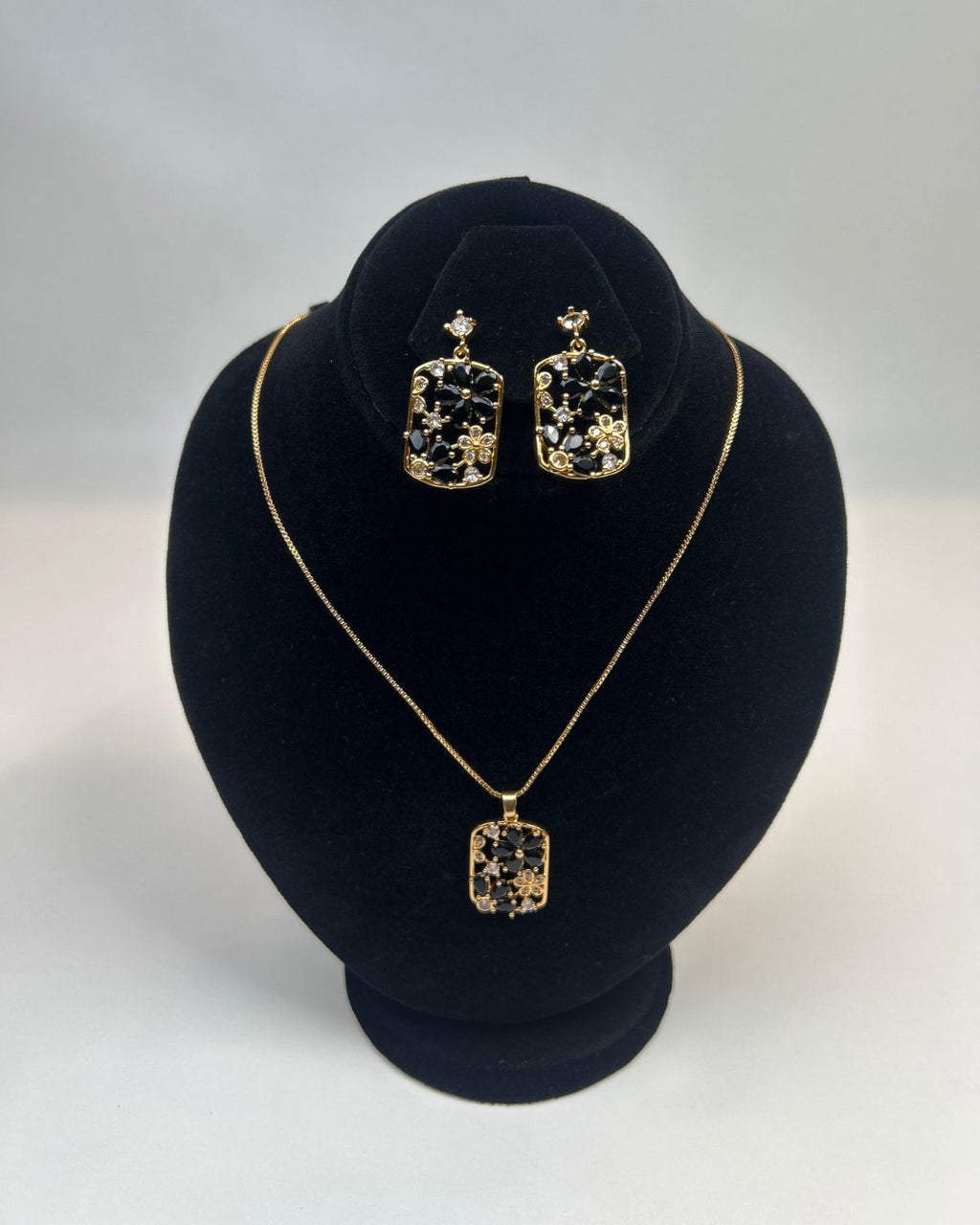 Floral Crystal Locket Set Necklace & Earrings | 1 Carat