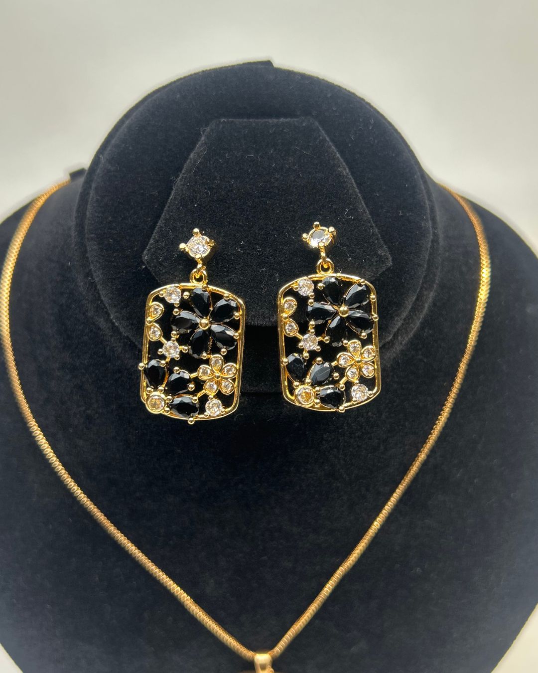 Floral Crystal Locket Set Necklace & Earrings | 1 Carat