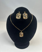 Floral Crystal Locket Set Necklace & Earrings | 1 Carat