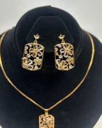 Floral Crystal Locket Set Necklace & Earrings | 1 Carat