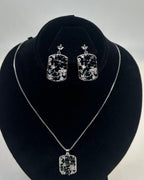 Floral Crystal Locket Set Necklace & Earrings | 1 Carat