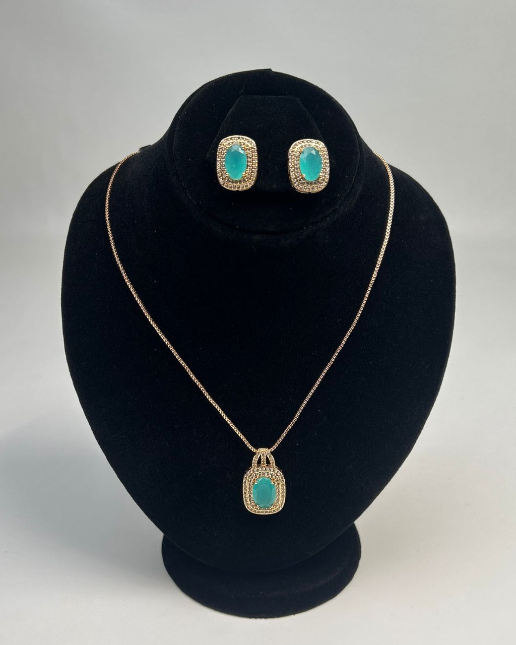 One Carat Halo Locket Set with Matching Earrings