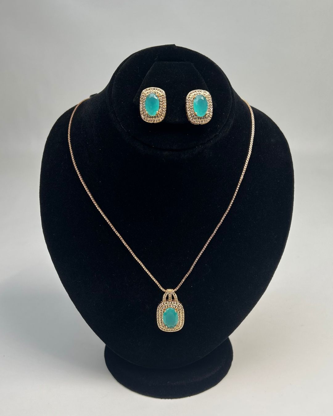 One Carat Halo Locket Set with Matching Earrings