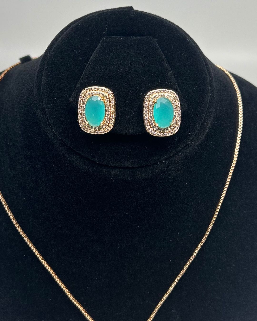 One Carat Halo Locket Set with Matching Earrings