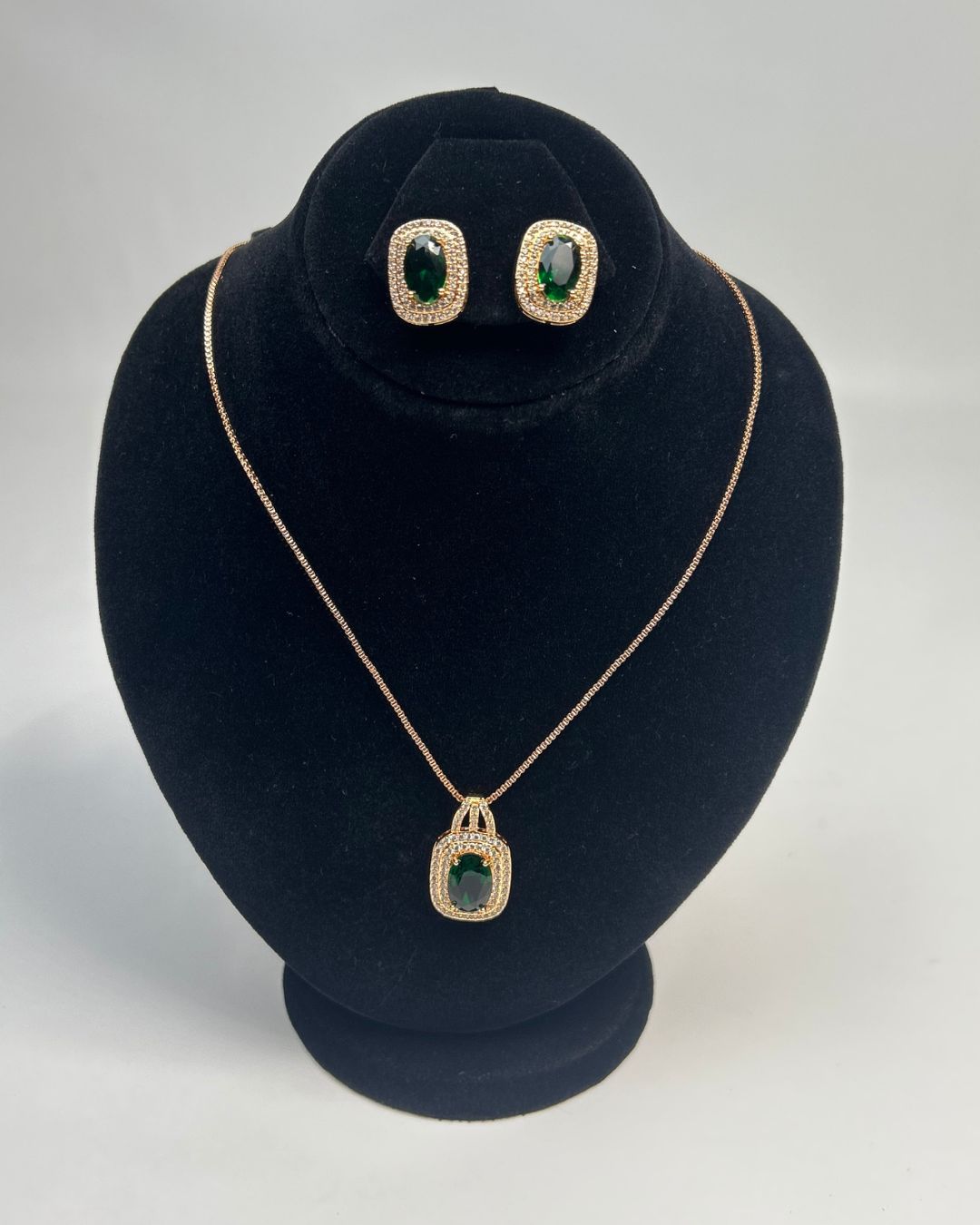 One Carat Halo Locket Set with Matching Earrings