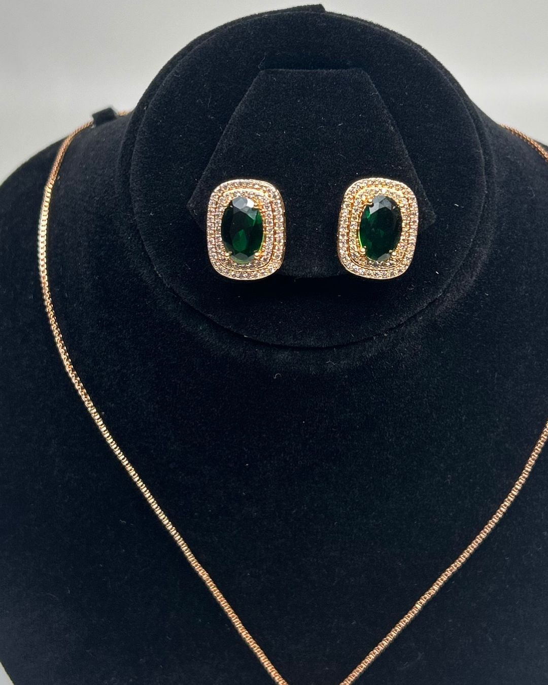 One Carat Halo Locket Set with Matching Earrings