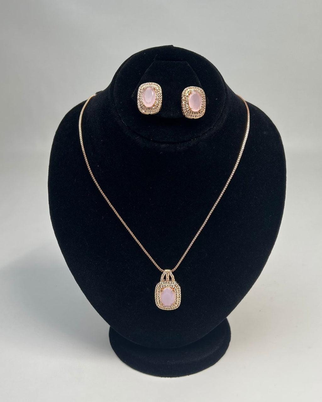 One Carat Halo Locket Set with Matching Earrings