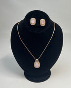 One Carat Halo Locket Set with Matching Earrings