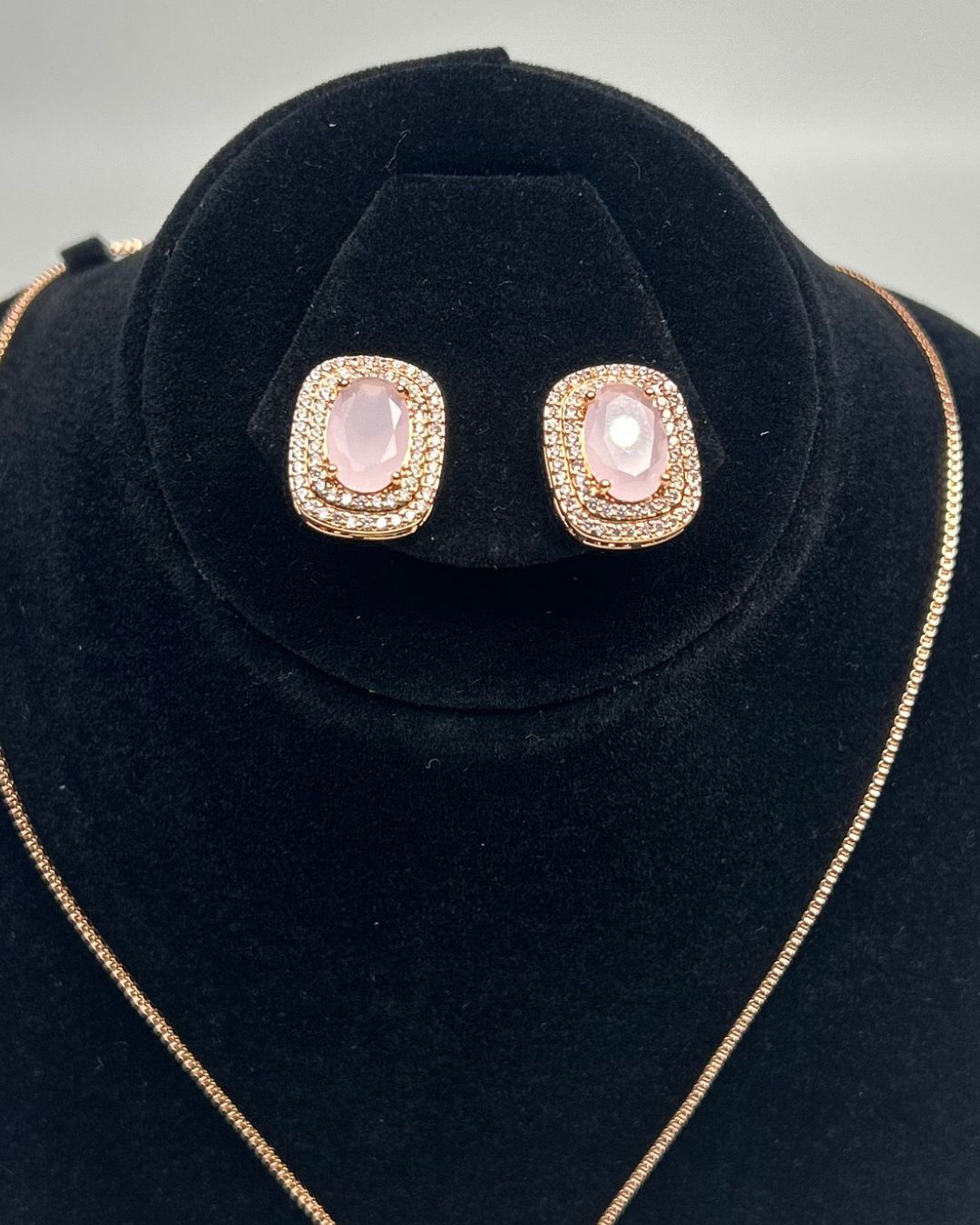 One Carat Halo Locket Set with Matching Earrings