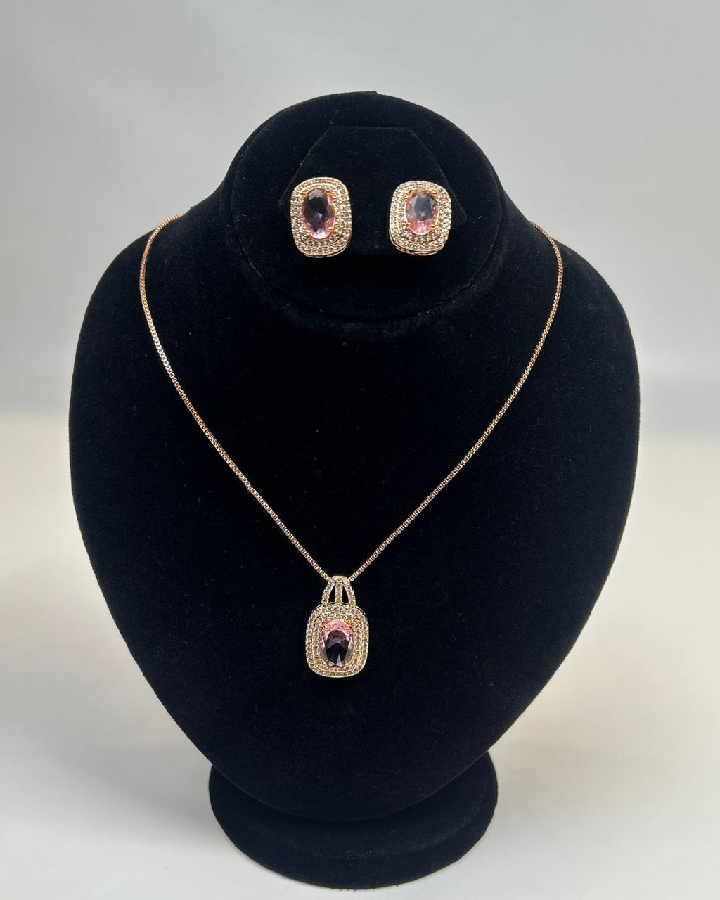 One Carat Halo Locket Set with Matching Earrings