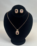 One Carat Halo Locket Set with Matching Earrings