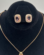 One Carat Halo Locket Set with Matching Earrings
