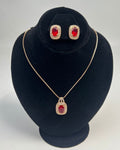 One Carat Halo Locket Set with Matching Earrings