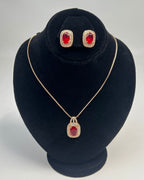 One Carat Halo Locket Set with Matching Earrings