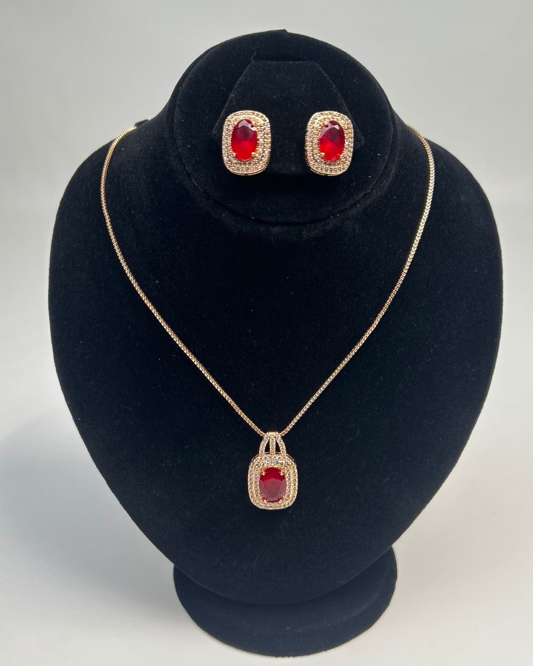 One Carat Halo Locket Set with Matching Earrings