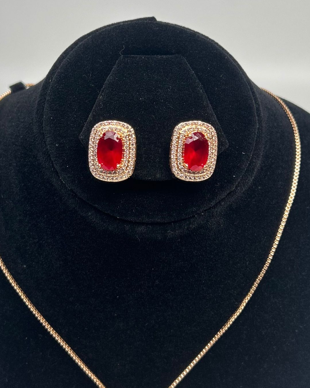 One Carat Halo Locket Set with Matching Earrings