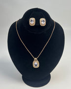 One Carat Halo Locket Set with Matching Earrings