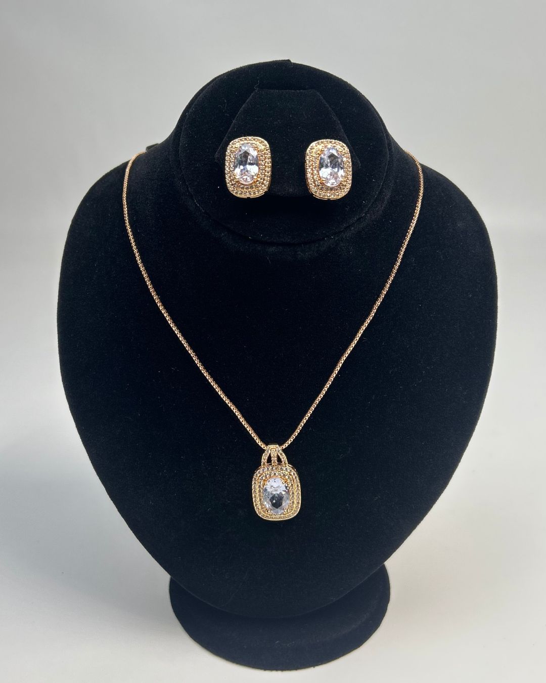 One Carat Halo Locket Set with Matching Earrings