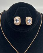 One Carat Halo Locket Set with Matching Earrings