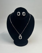One Carat Halo Locket Set with Matching Earrings