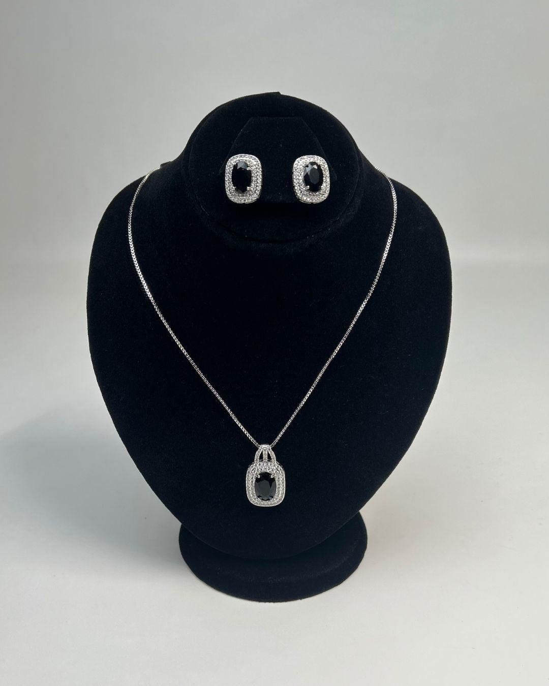 One Carat Halo Locket Set with Matching Earrings