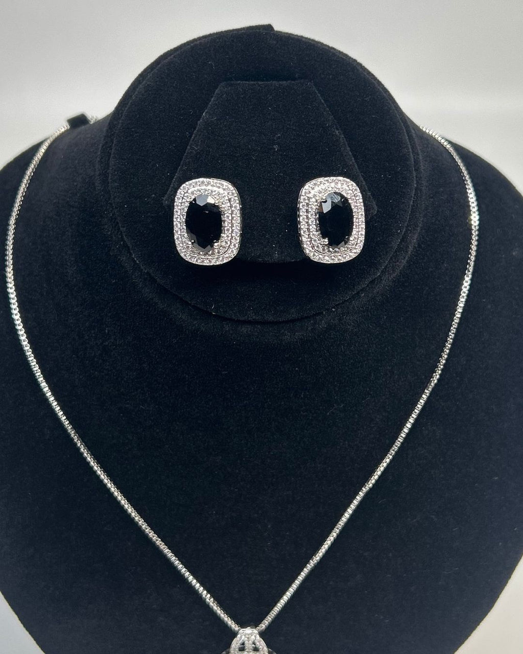 One Carat Halo Locket Set with Matching Earrings