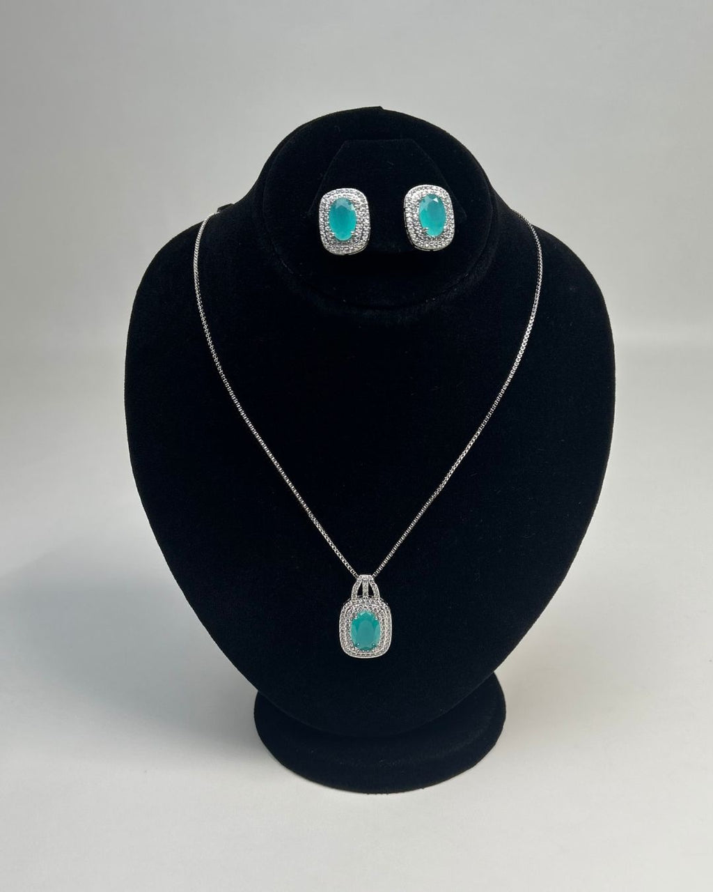 One Carat Halo Locket Set with Matching Earrings