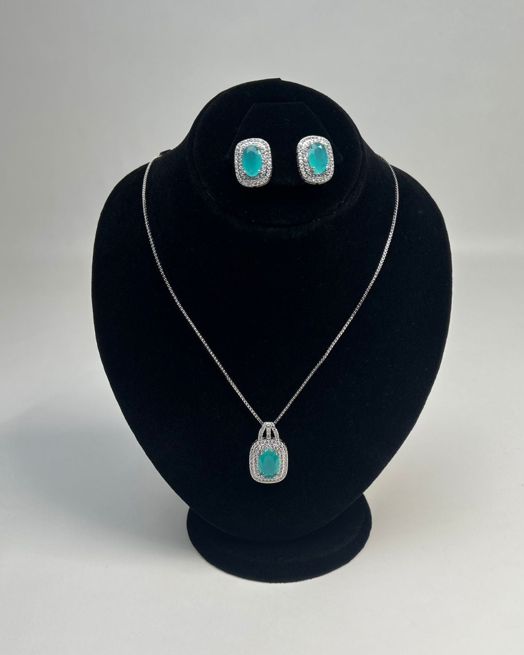 One Carat Halo Locket Set with Matching Earrings