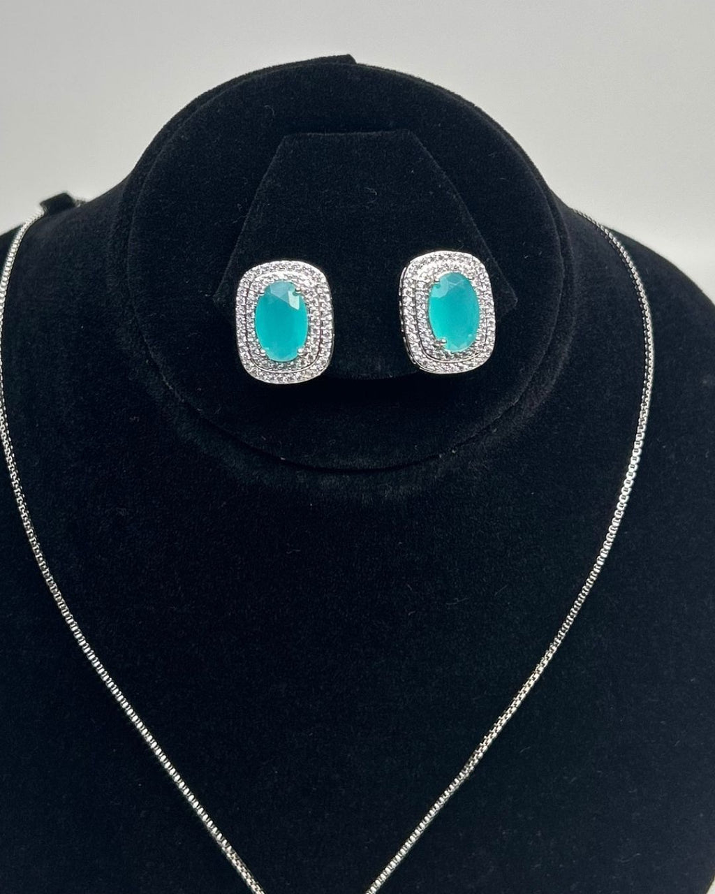 One Carat Halo Locket Set with Matching Earrings