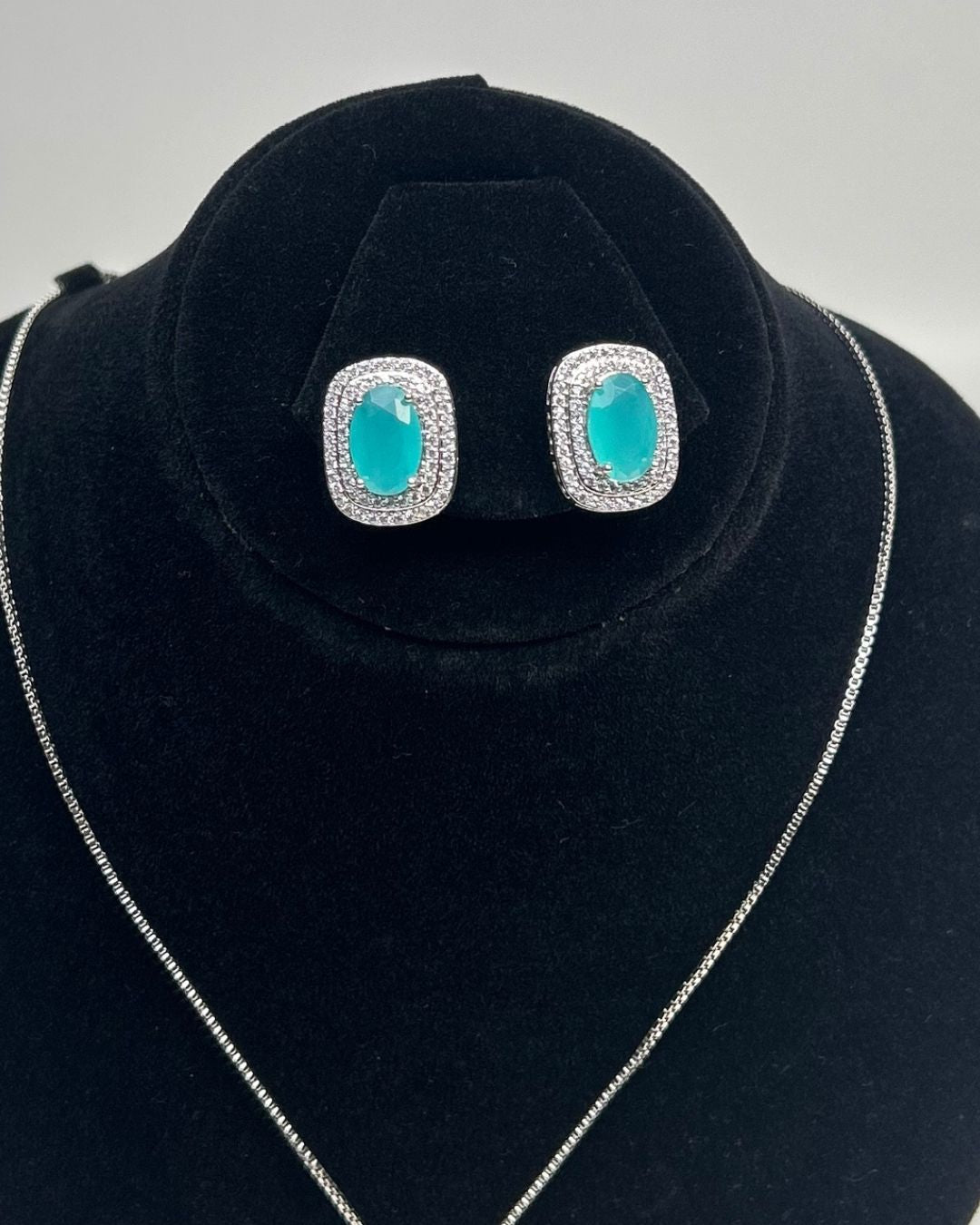 One Carat Halo Locket Set with Matching Earrings