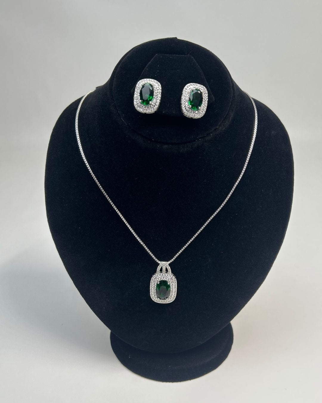 One Carat Halo Locket Set with Matching Earrings