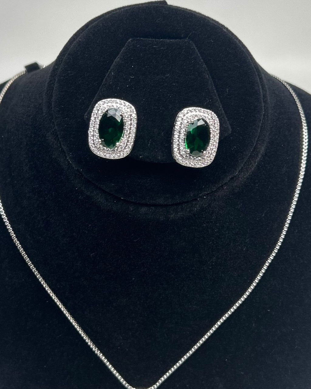 One Carat Halo Locket Set with Matching Earrings