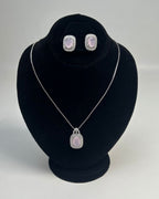 One Carat Halo Locket Set with Matching Earrings