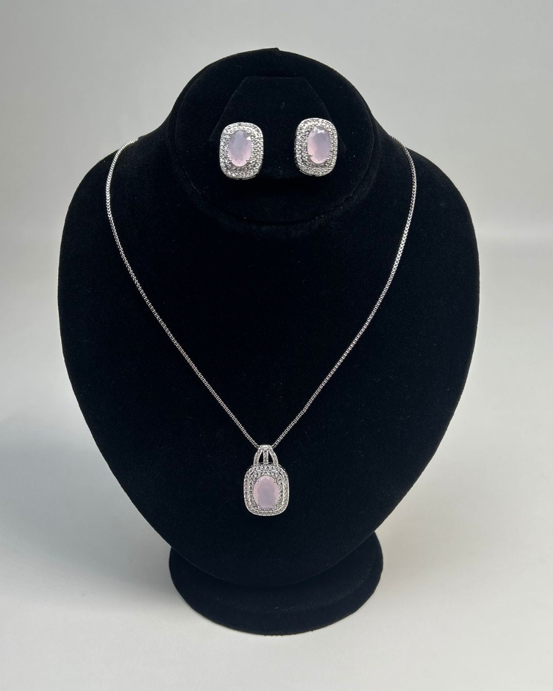 One Carat Halo Locket Set with Matching Earrings