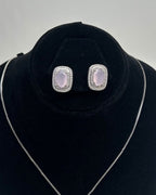 One Carat Halo Locket Set with Matching Earrings