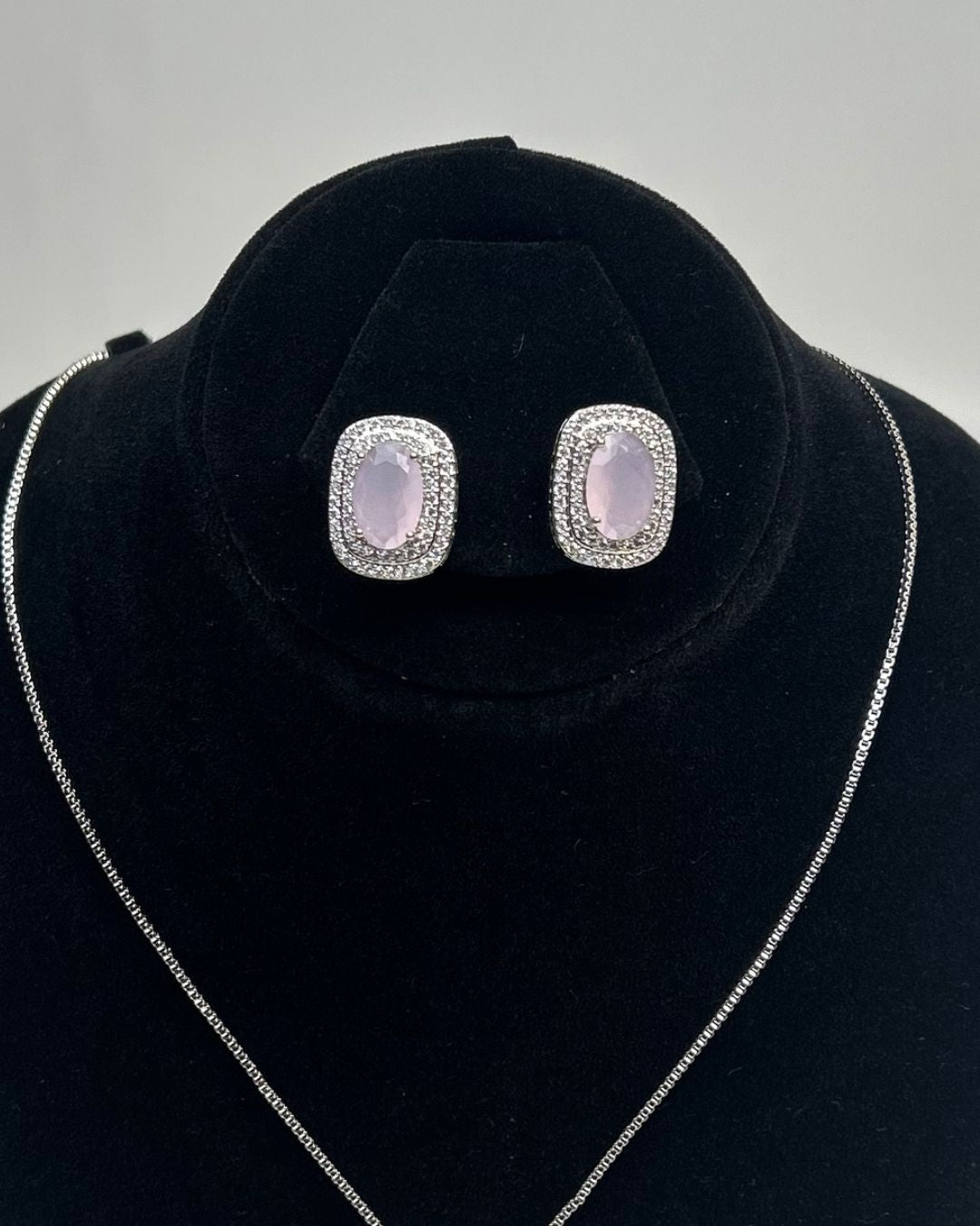 One Carat Halo Locket Set with Matching Earrings