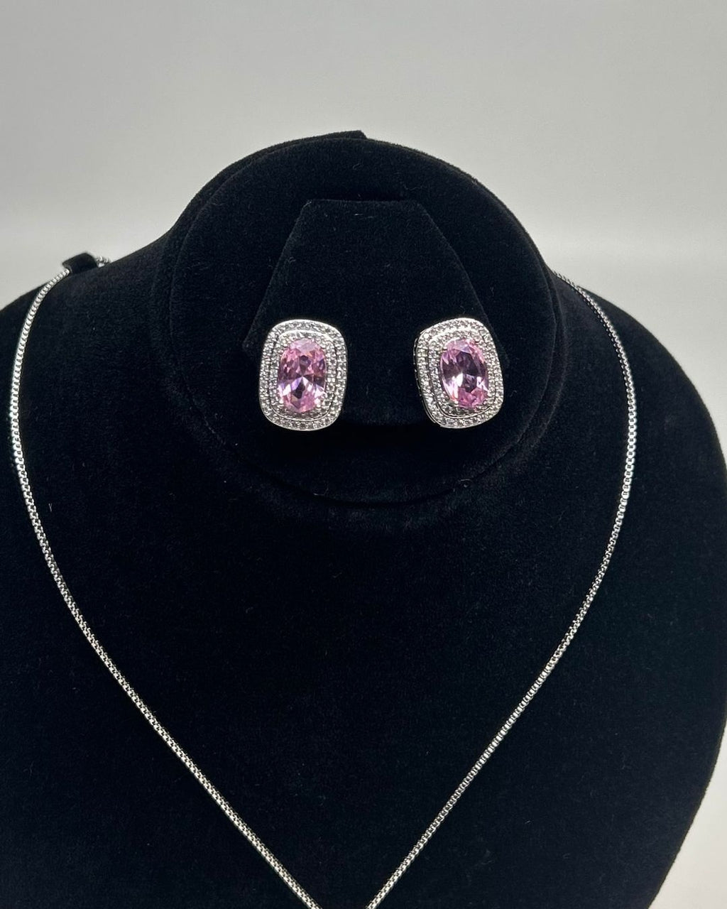 One Carat Halo Locket Set with Matching Earrings