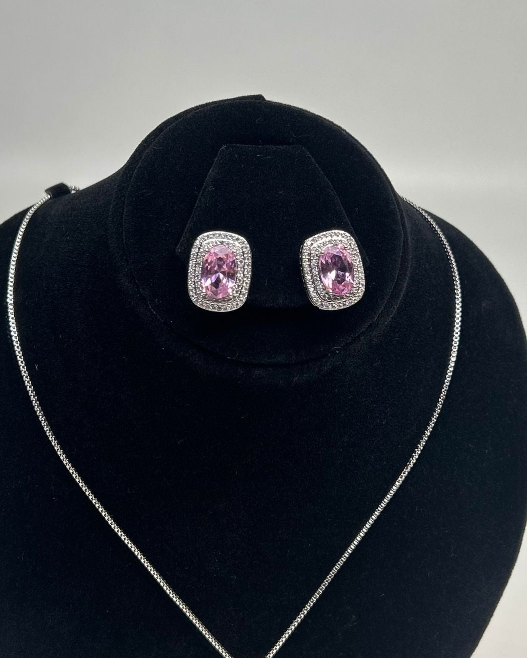 One Carat Halo Locket Set with Matching Earrings