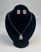 One Carat Halo Locket Set with Matching Earrings
