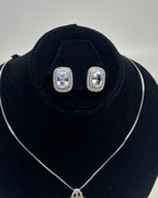 One Carat Halo Locket Set with Matching Earrings