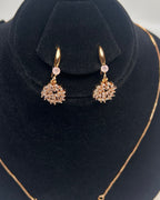 One Carat Floral Drop Locket Set with Earrings