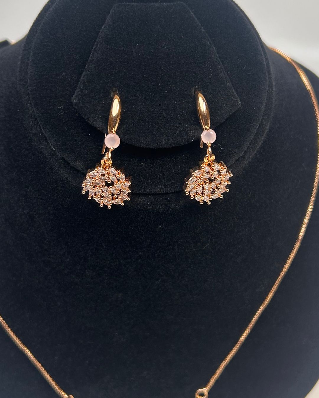 One Carat Floral Drop Locket Set with Earrings