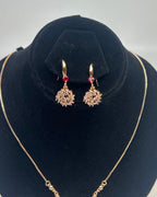 One Carat Floral Drop Locket Set with Earrings