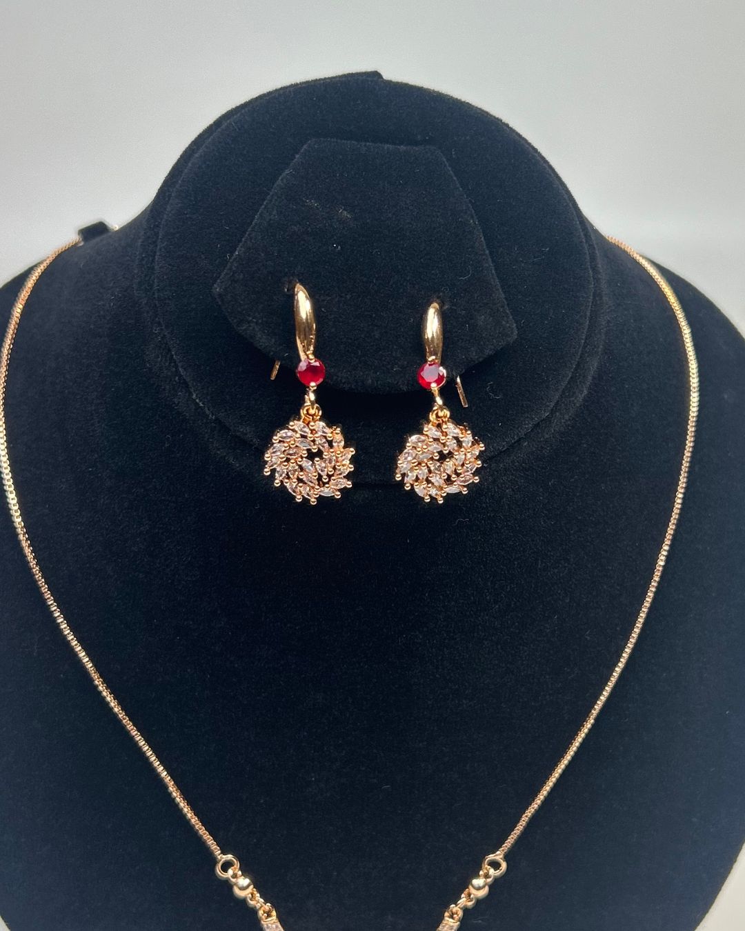 One Carat Floral Drop Locket Set with Earrings