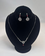 One Carat Floral Drop Locket Set with Earrings