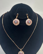 One Carat Floral Locket Necklace Set with Earrings